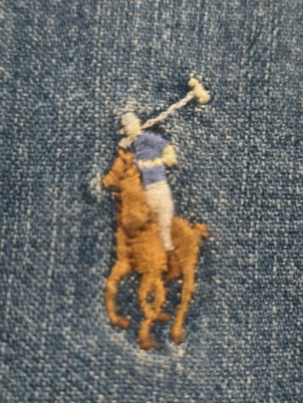 Vintage Polo Ralph Lauren Denim Button Down Shirt Mens Medium S colored horse - Picture 3 of 8